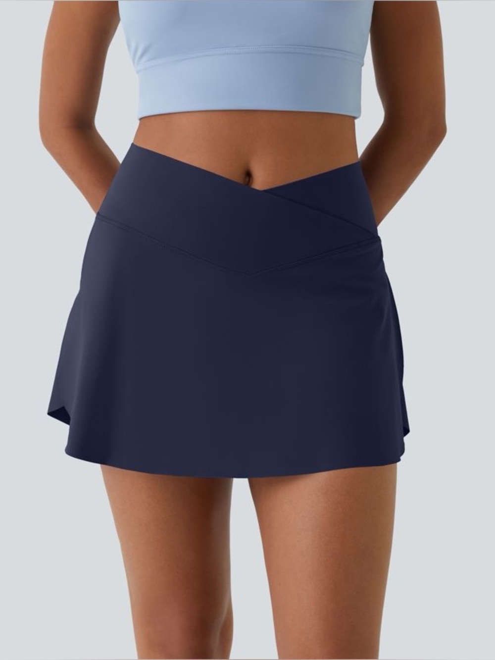 NWT Halara Everyday SoftlyZero Crossover 2-in-1 Mini Tennis Skirt, Peacoat, XL